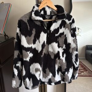 Eddie Bauer 3/4 zip multicolor teddy jacket